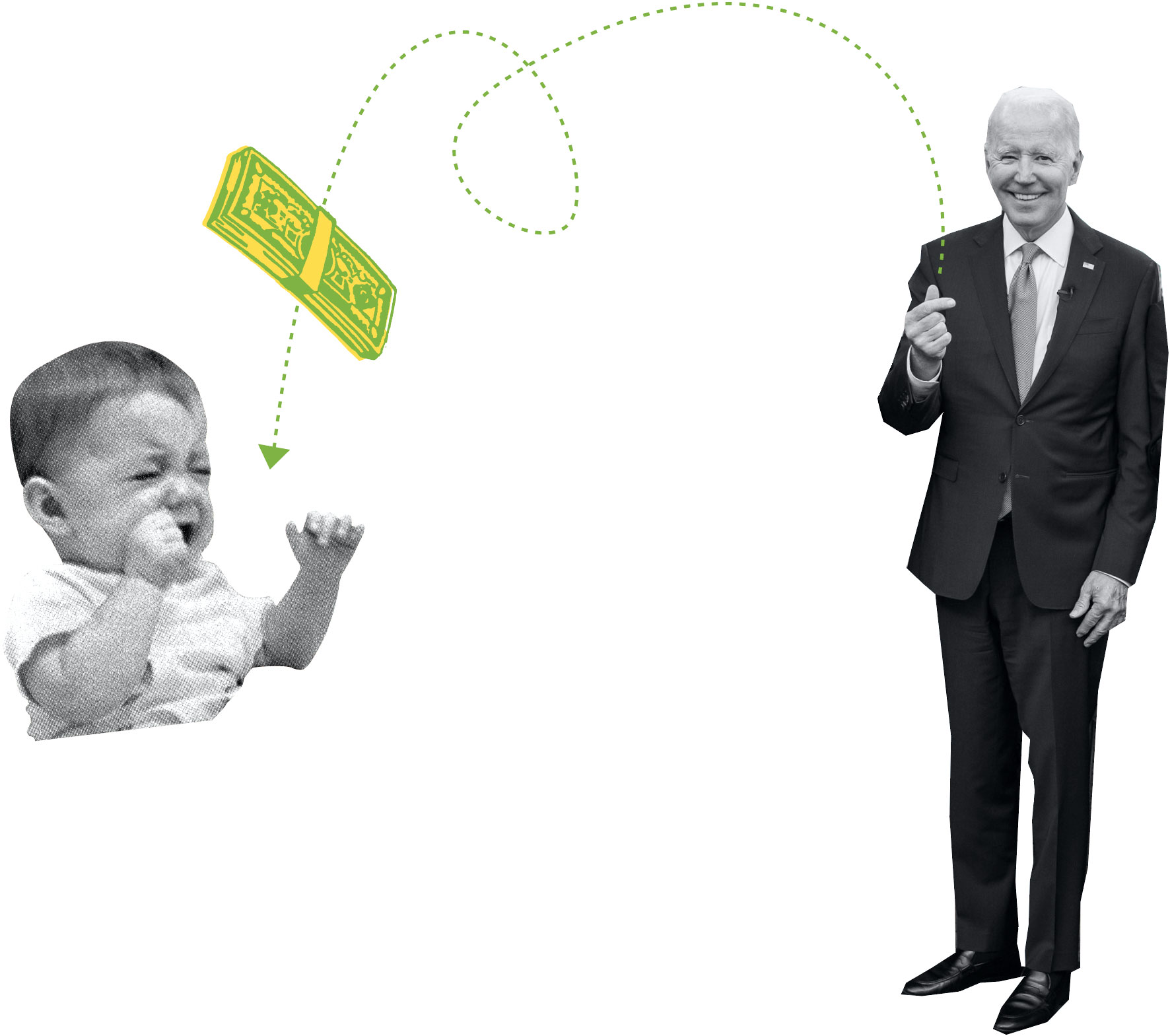 Joe Biden distributing cash to a baby