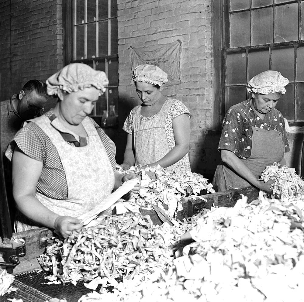 Archival photograph of garment workers