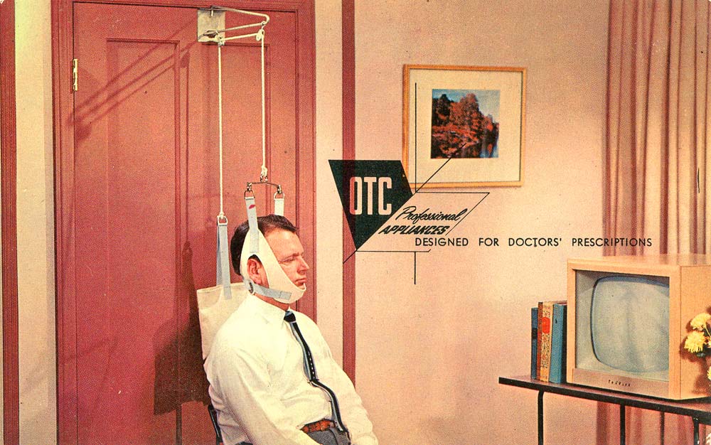 Commercial postcard advertising a recovery harness