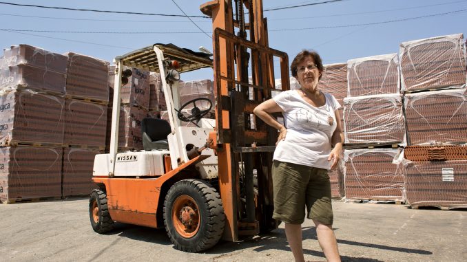 Forklift and Woman